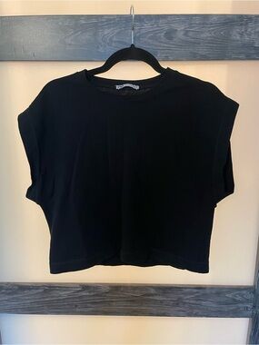 Zara Black Cropped Short-Sleeve Tee